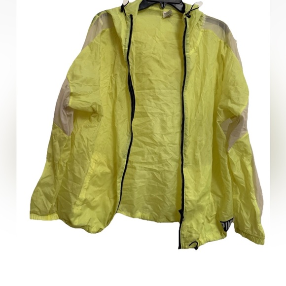 Victoria's Secret Pink windbreaker jacket with sheer sleeves Neon Yellow M - Picture 3 of 7